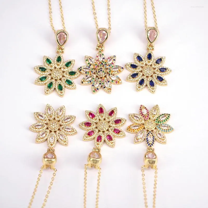 Pendant Necklaces 5PCS Dainty Flower Necklace For Women Charm Zircon Crystal Chain Gold Jewelry Gift