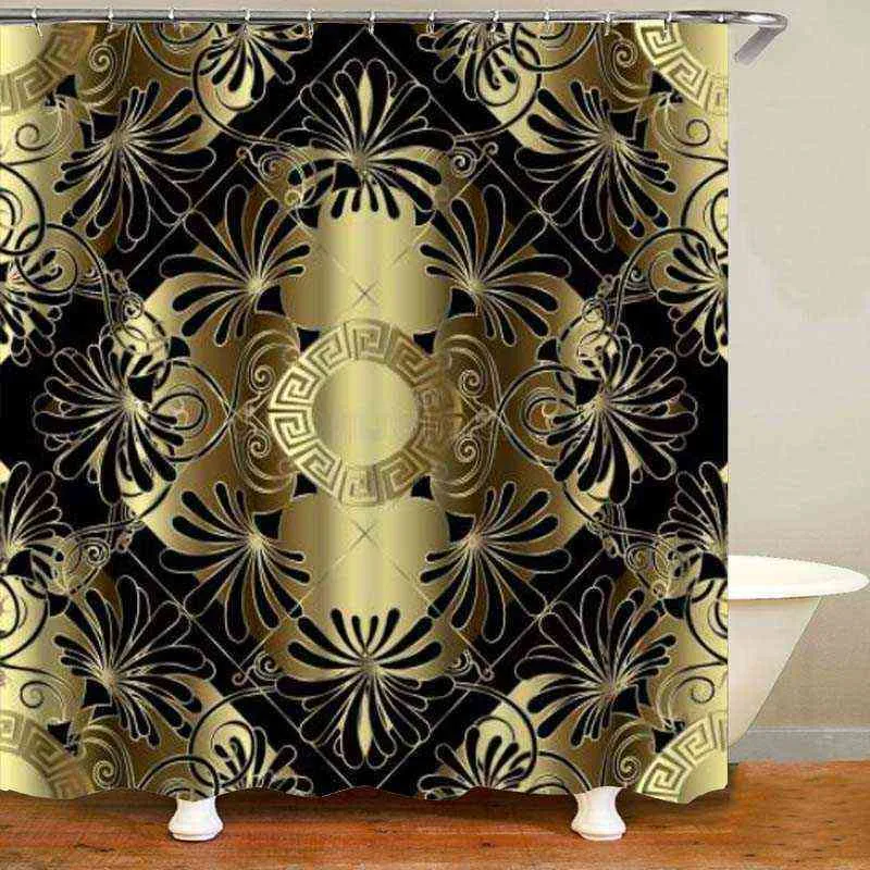 Shower curtains black and gold deals