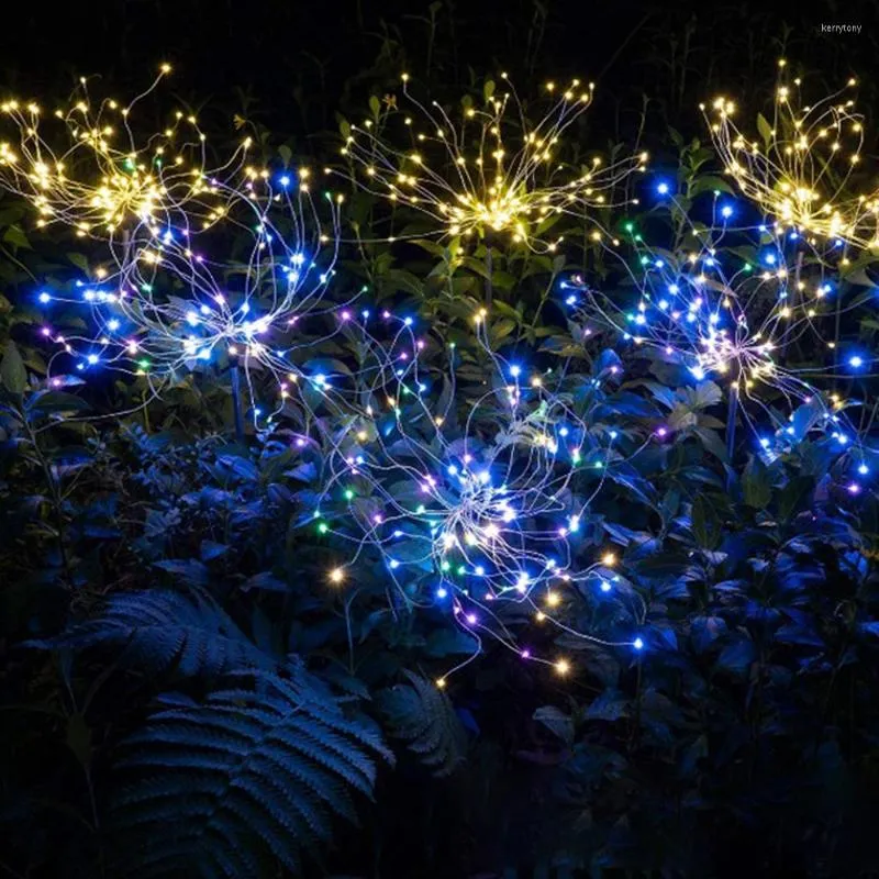 Strings LED Solar Light Smart Control Firework Lamp 90 Lichten kralen Waterdichte kerstdecoratie voor buiten-/tuinsfeer