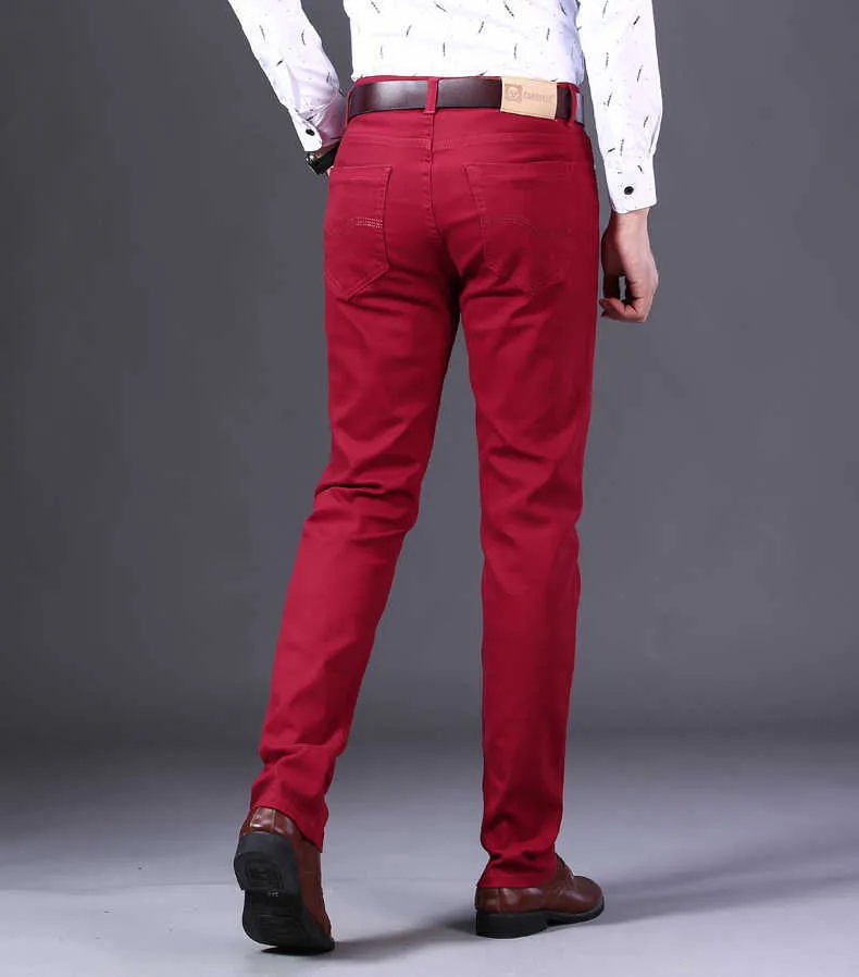 2022 nya Khaki Jeans för män Klassisk stil Affärsmode Enfärgad Stretch Raka jeansbyxor Byxor av manligt märke_voghion.com