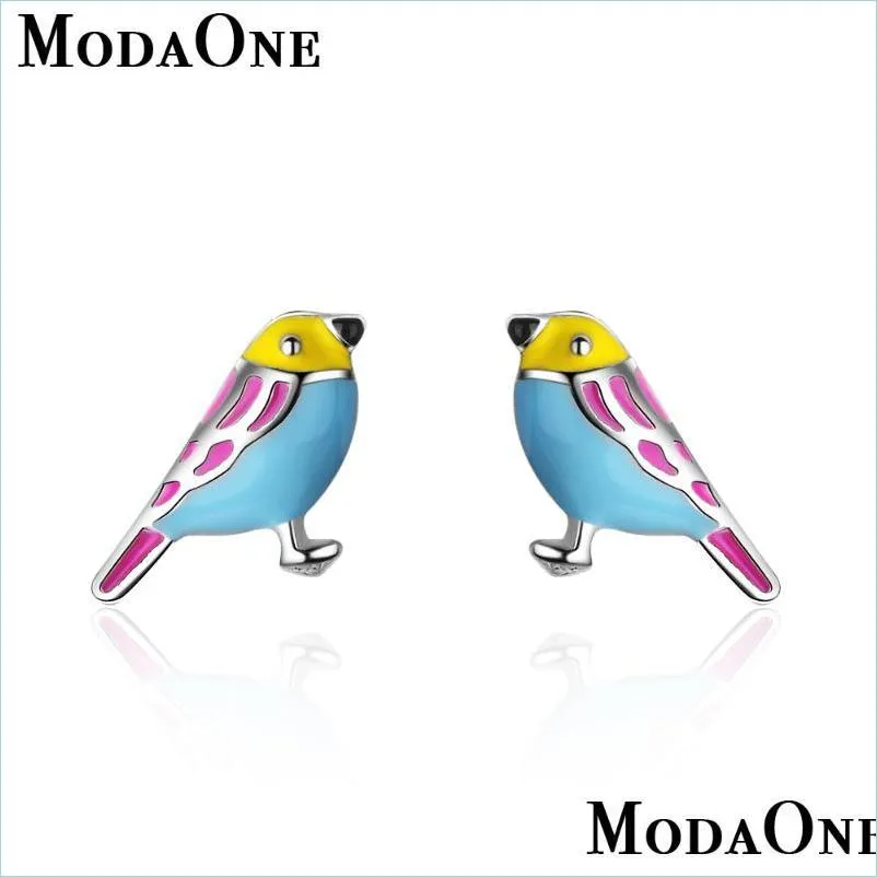 Stud Stud Modaone Mignon Samll Blue Yellower Bird Sterling Sier Pour Femmes Mode Bijoux Coréens Aretes De Mujer Drop Delivery 2022 Ear Dhlxs