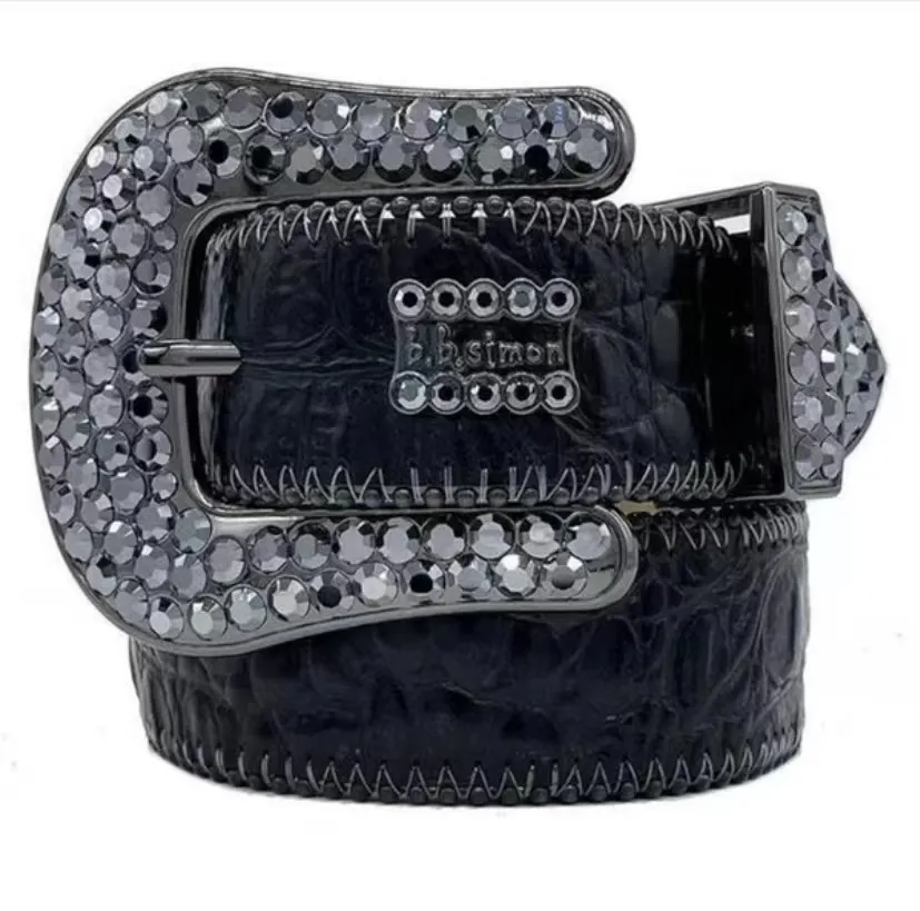 Bb Designer Luxe Riem Simon Riemen voor Mannen Vrouwen Glanzende diamanten riem Zwart op Zwart Blauw wit veelkleurig met bling strass als cadeau 2023 y9