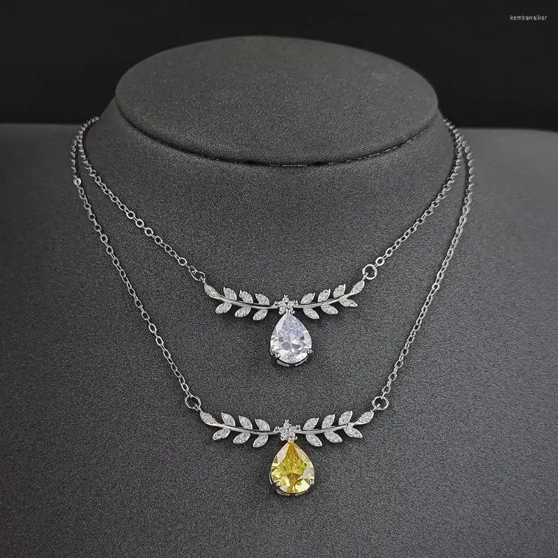 Pendant Necklaces 2022 Luxury Yellow Color Pear Olive Leaves Neckalce For Woman Anniversary Gift Jewelry Wholesale X6541