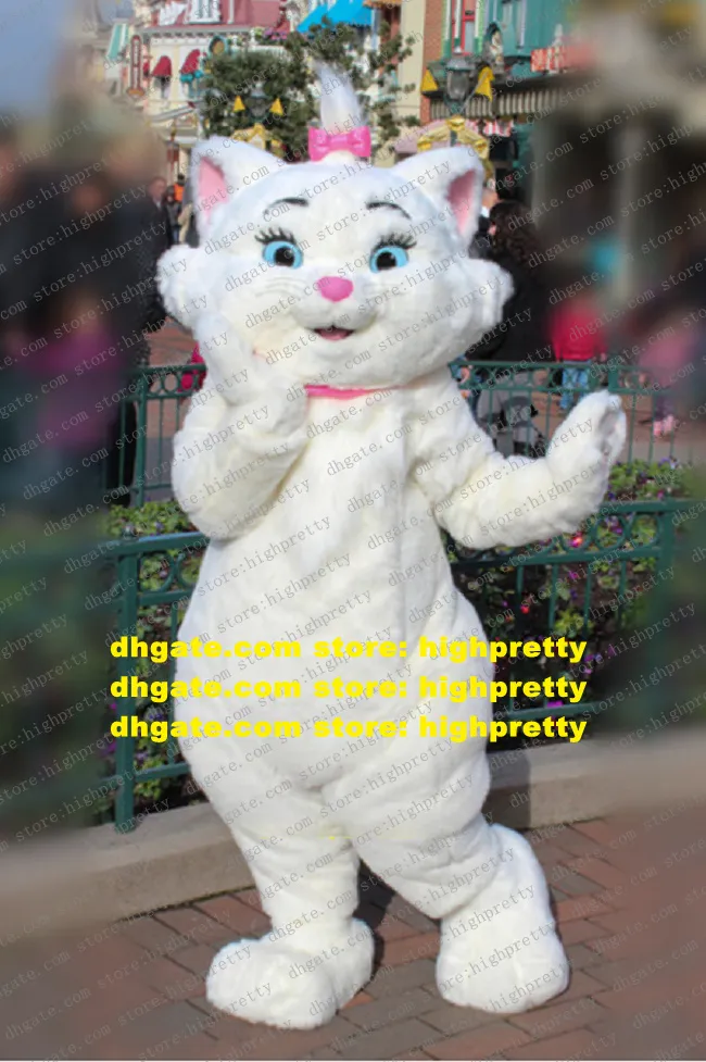 Costume da mascotte gatto di peluche lungo bianco in pelliccia per adulti personaggio dei cartoni animati vestito vestito prestazioni di vendita vestito anime spettacolo d'arte zz8297