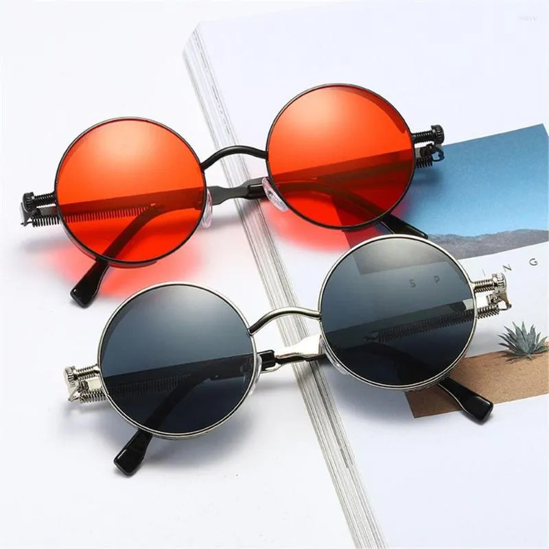 النظارات الشمسية إكسسوارات أزياء الإطار المعدني جولة النساء الرجال UV400 حماية نظارات steampunk القوطية نظارات الشمس