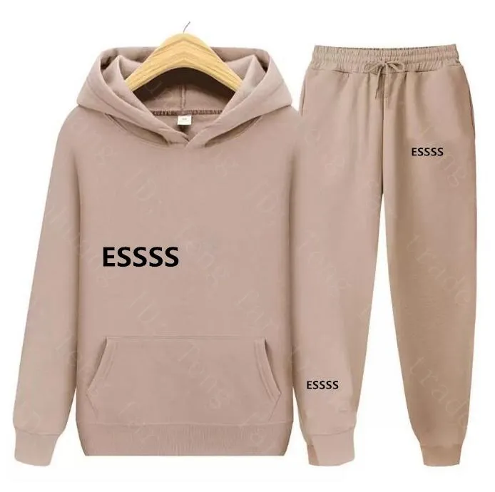 Mens Designer Ess Suits Tracksuit Sportswear Luxo Alta Qualidade Outono Inverno Pa Ow Hoodies Calças Jogger Terno Tracksuits Mulher Roupas Masculinas Tamanho S-3XL