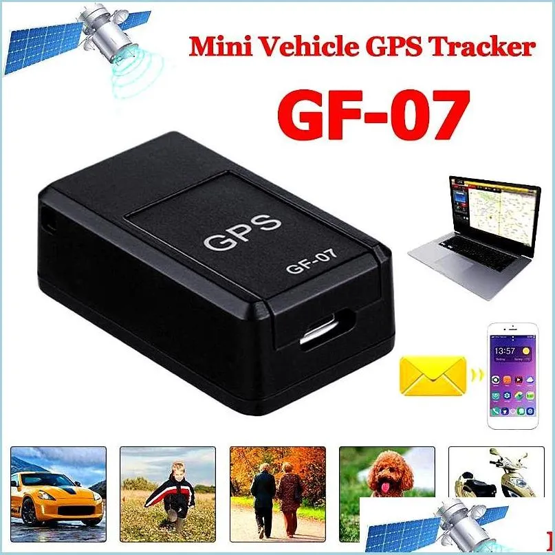 Acessórios para carros GPS GF07 Mini Cartão Mini Cartão GPS GPS Localizador de rastreamento em tempo real Dispositivo de veículo em tempo real entrega 2022 mobil dh76k