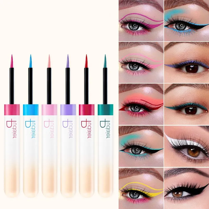 Pudaier kleurrijke vloeistof eyeliner pen oog make-up waterdichte snel drogende gladde matte ultra-fijne oogvoering draagbare cosmetica