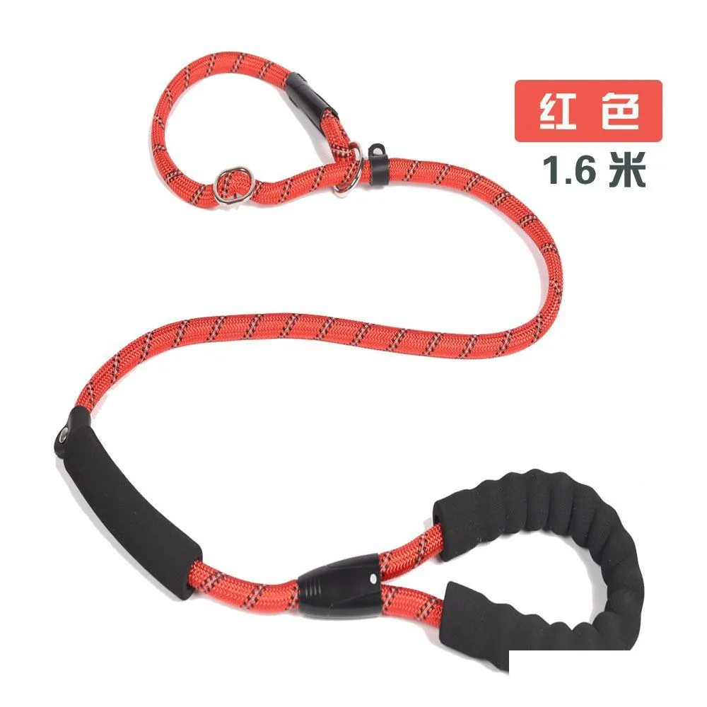 Dog Collars Leashes Large Dog Reflective Rope Lead Leash 5 Color Nylon Basic Leashes Medium Walking Big Dogs Collar For Labrador R Dhrnl