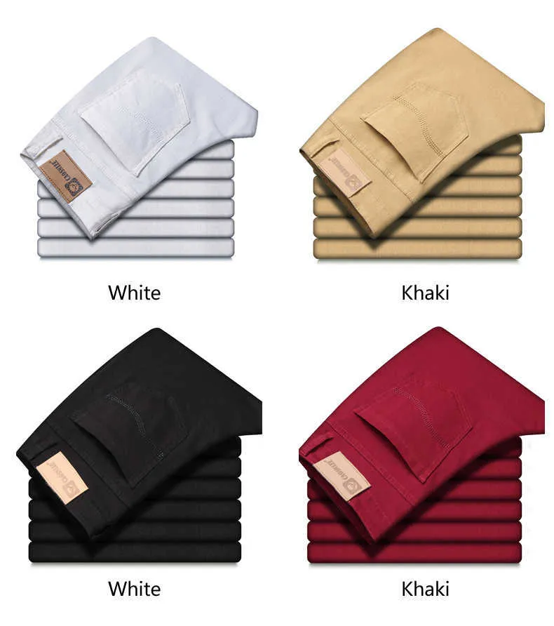 2022 nya Khaki Jeans för män Klassisk stil Affärsmode Enfärgad Stretch Raka jeansbyxor Byxor av manligt märke_voghion.com