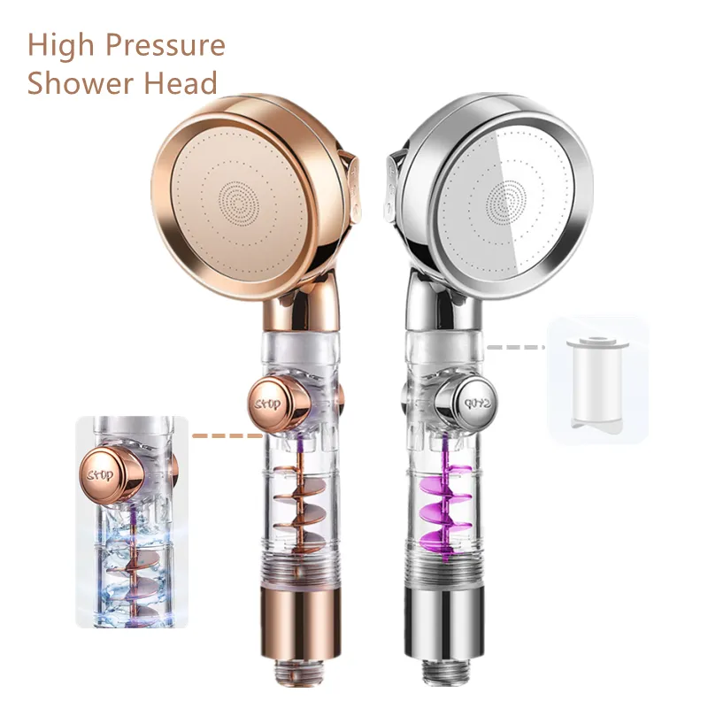 Bathroom Shower Heads High Pressure 3-Function SPA shower head with switch onoff button Filter Bath Water Saving 221103