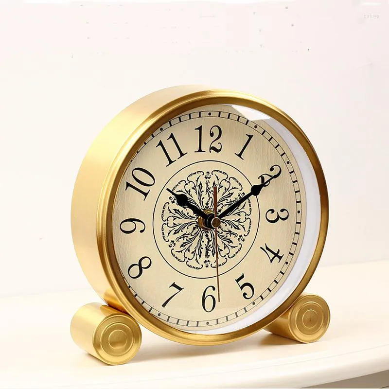 Luxury European Retro Brass Decorative Shelf Clocks With Silent Quartz