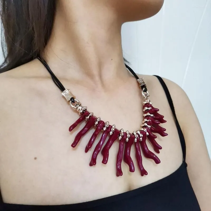 Choker hc boheomian imitatie koraal hanger ketting dames zomer statement nek sieraden etnische natuurlijke korallijn retro