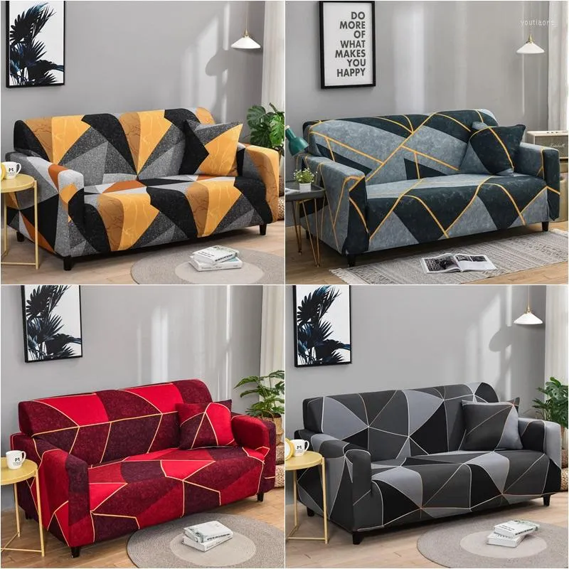 Chair Covers 1 2 3 4 Seater Geometric Sofa Cover Elastic Spandex L Shape Chaise Longue Couch Slipcovers Furniture Protector Case
