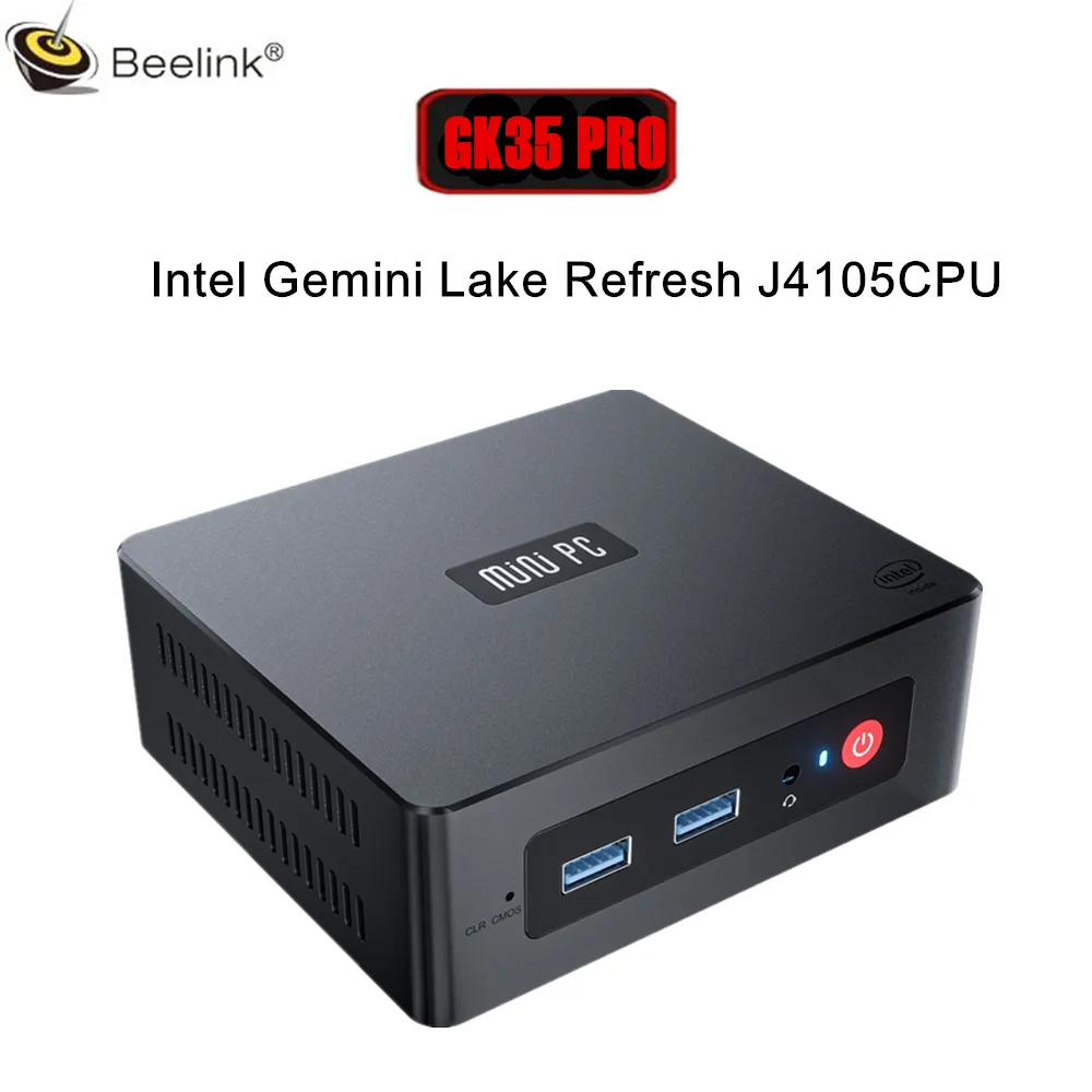 BEELINK GK35 PRO MINI PC Windows 11 Intel Celeron J4105 2,5 GHz 8 Go DDR4 128 Go / 256 Go SSD Dual WiFi 4K Desktop Computer Gaming