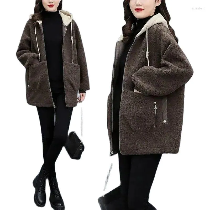 Kadınlar kürk polar taklit kuzu yün kaplama kadın sonbahar kış 2022 Kore versiyonu gevşek moda yaş azaltma bir gelgit m221