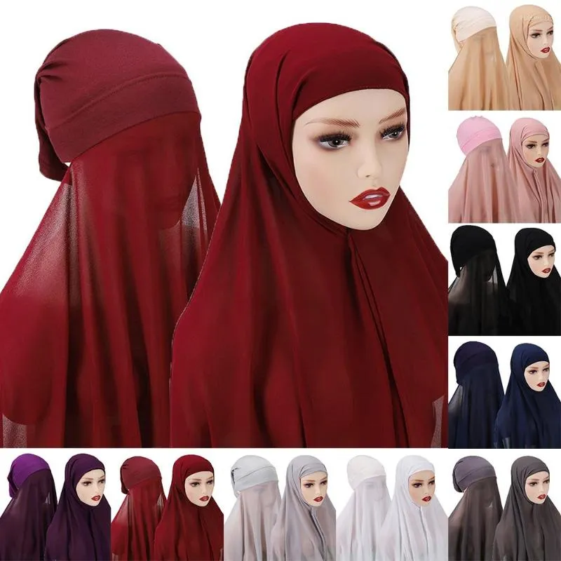 Bandanas Femmes musulmanes Bonnet Chiffon Ch￢le Scarf