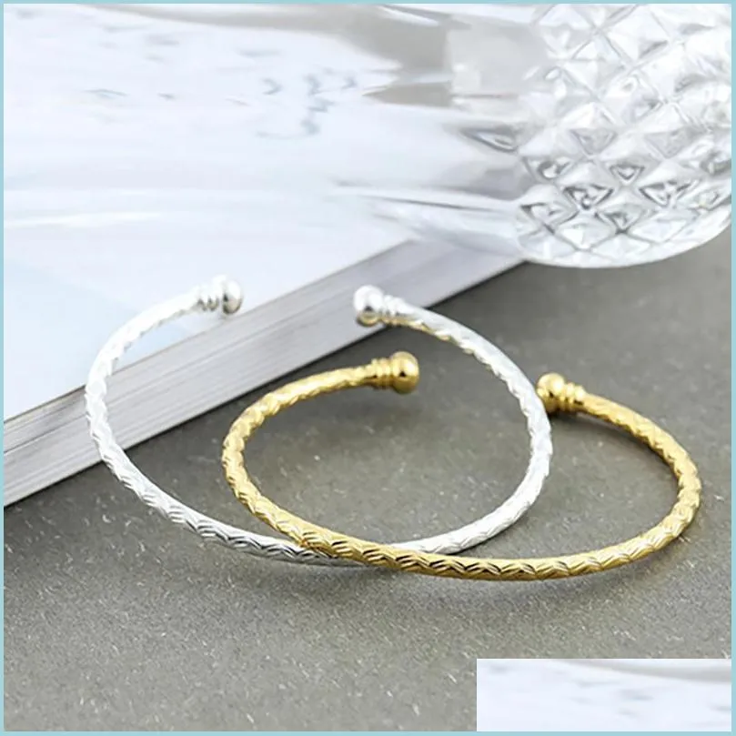 Bracelet Bracelet Sier Couleur Thai Simple Wave Pattern Couple Bracelets Bracelets Pour Hommes Et Femmes Drop Livraison Bijoux Dh0Mp