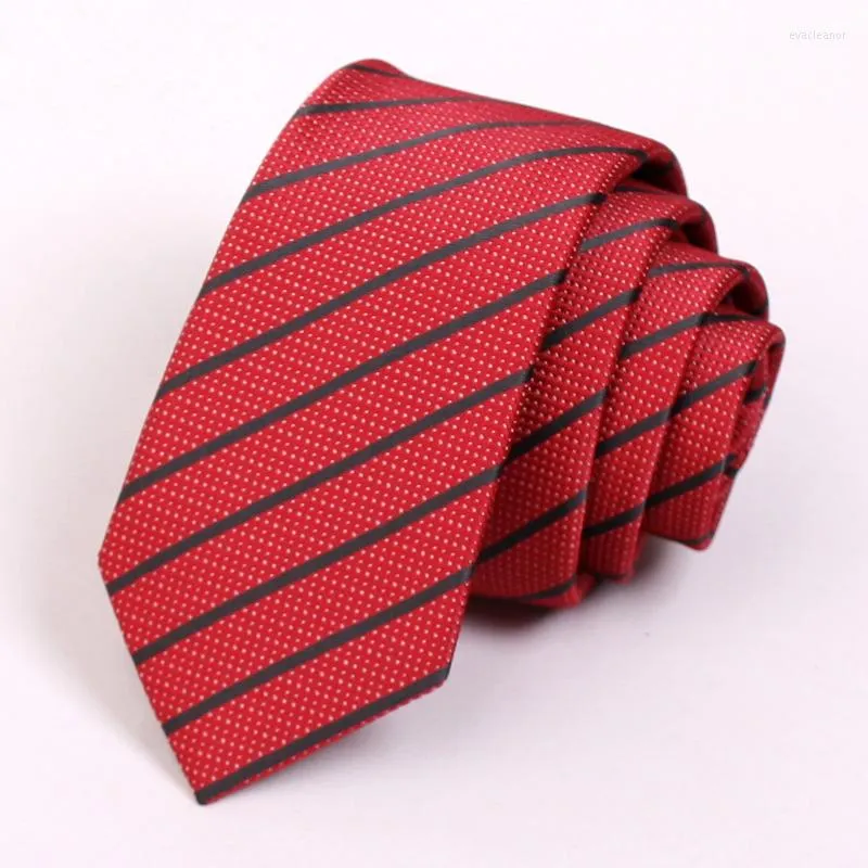 Laço laços 2022 Brand Fashion Slim Formal Business for Men Red Striped 6cm Gravata Profession Work Corbatas Tie Freat Box Caixa
