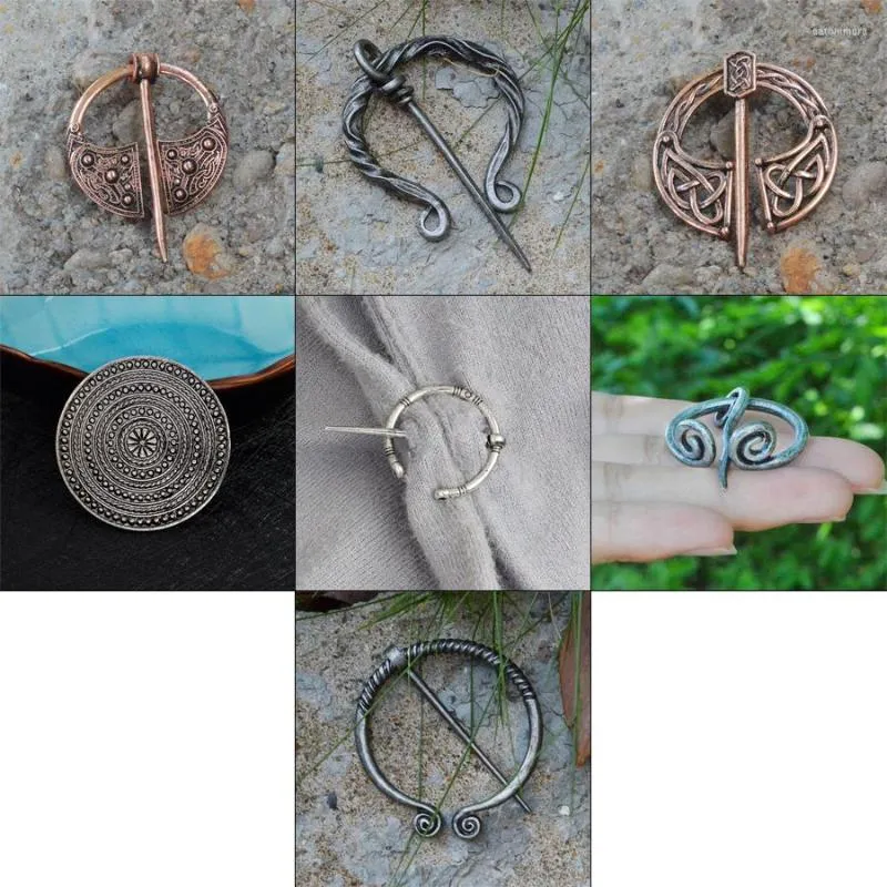 Broşlar Viking Broş Koleksiyonu Vintage Penannular Omuz Şal Eşarp Toka Pelerin Pin Ortaçağ Takı İskandinav Metal Rozeti