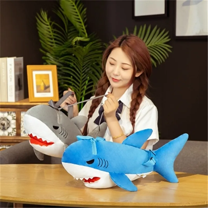 Plush Backpacks Lovely Fish Shark Shoulder Backpack Bags Schoolbag Toys Stuffed Marine Animals Kids Children Boys Girls Girlfriend Gifts 221105