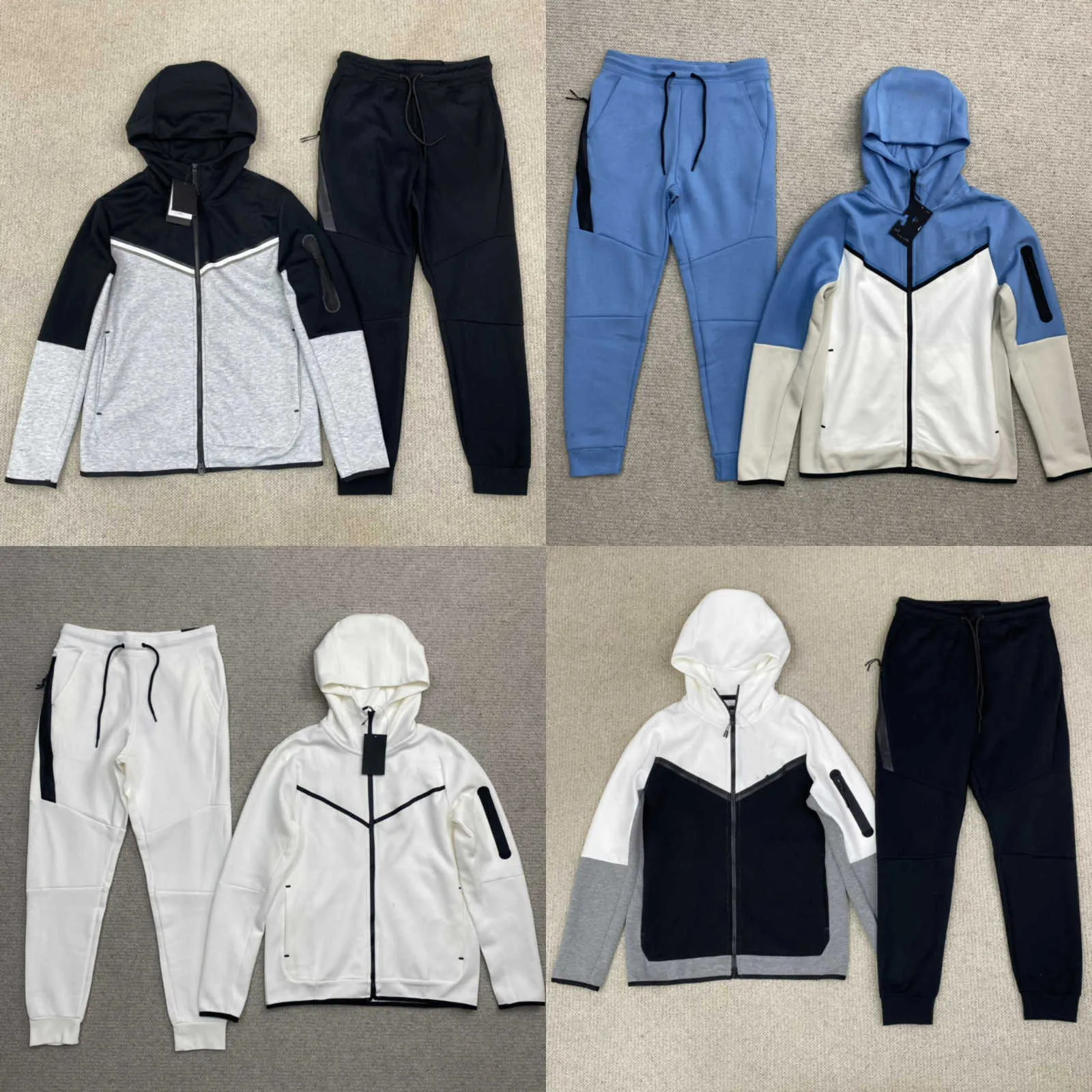 Designer Mode Tech Fleece Trainingspak Mannen Vrouw Broek Mannen Sport Zip Hoodie Jas Jogger Broek Trainingspakken Dames Joggers Hoody Jassen Maat 2Xl Dik Zwart