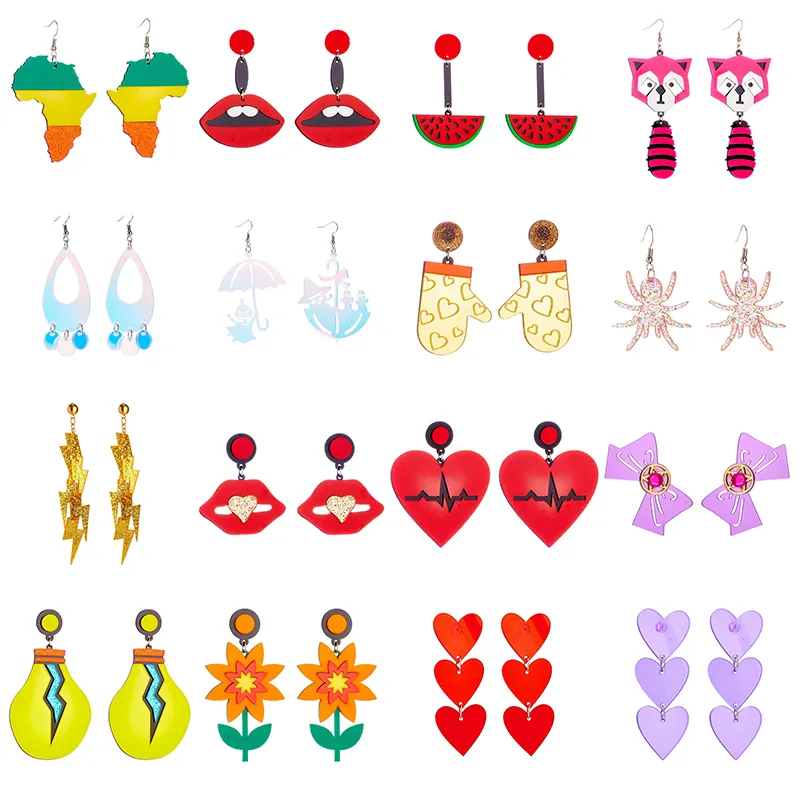 Stud Yaologe exageración dibujos animados corazón labios grandes pendientes acrílicos para mujer moda resina oreja joyería fiesta boda regalo 2022 Smtlg