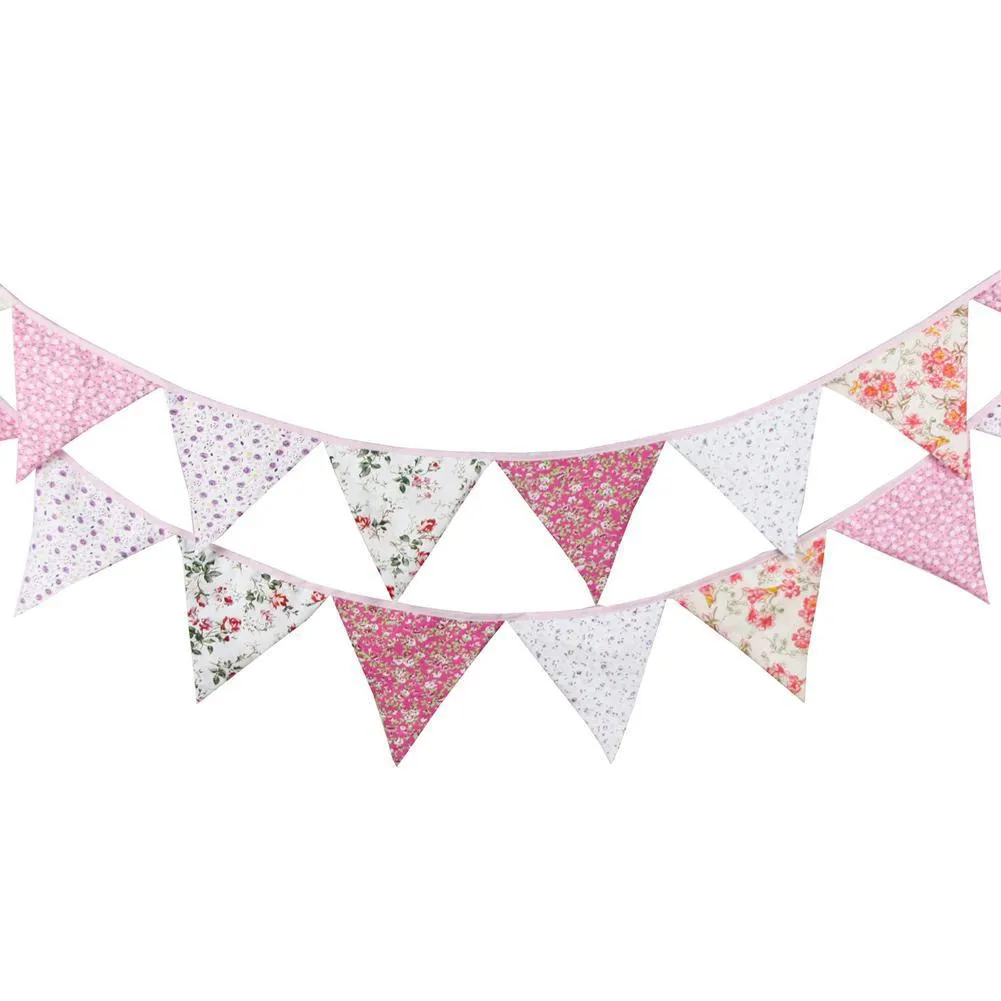 Banner vlaggen 12 vlaggen 3 2m banner bunting Noordse bloemen wimpel papier vlag feestje belg slinger verjaardag bruiloft decoratie drop deli dhlig