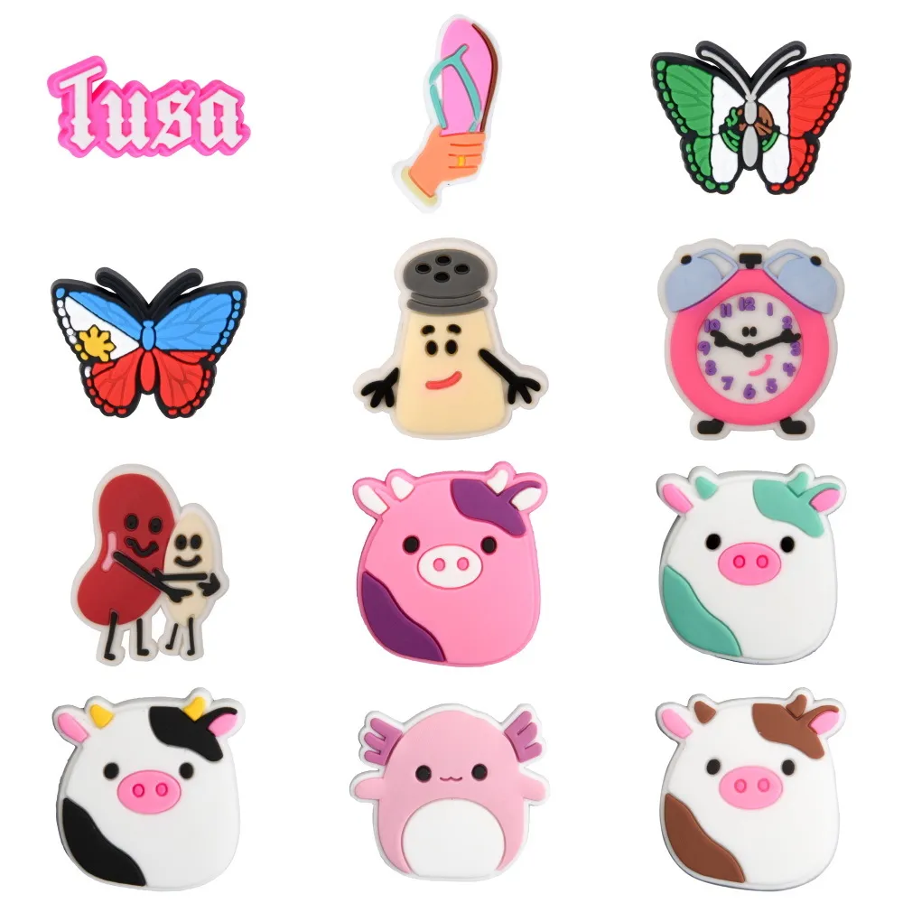1st Cow Plush Toy Shoes Charms PVC Fashion Charm Buttferfly Croc Buckle Accessories Graden Shoe Decor Charms Party Gifts