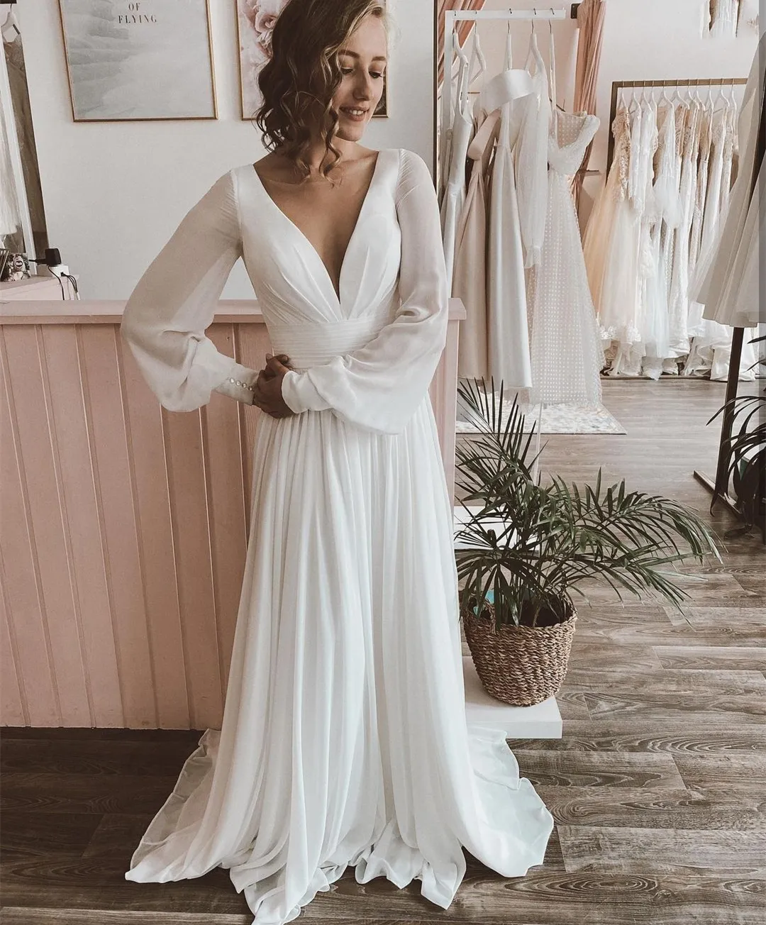 Maxi Abito Bohémien In Chiffon E Pizzo Per Donna, Maniche Lunghe, Scollo All'Americana, Vita Alta, Gonna Lunga Fino Alla Caviglia, Perfetto Per La Spiaggia E Il Tempo Libero
