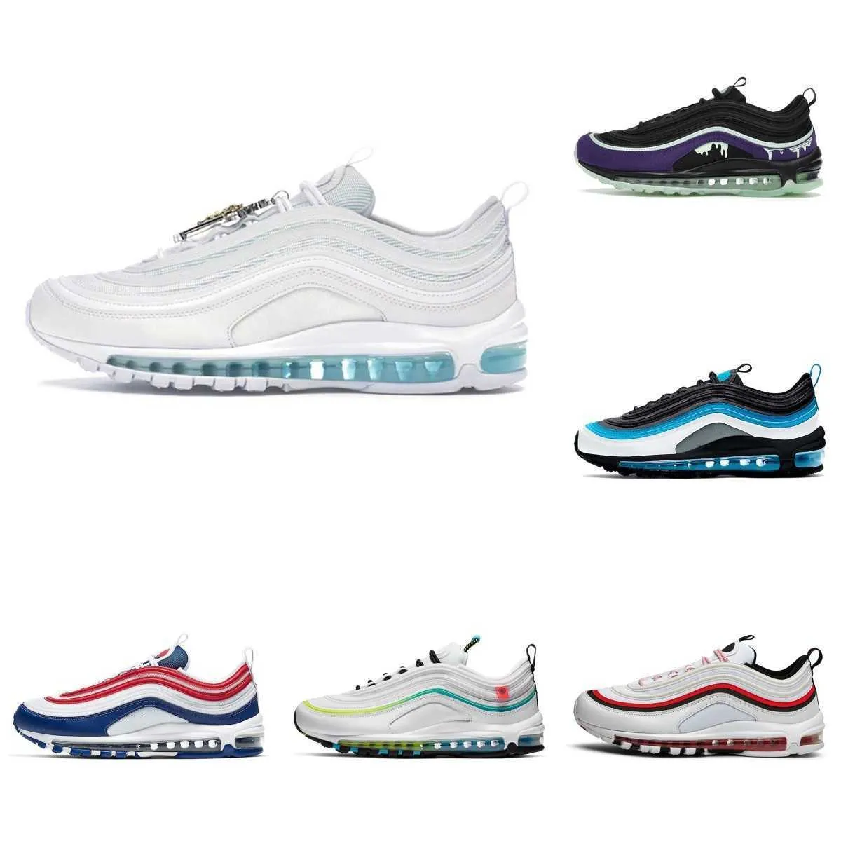 2023 Classic 97 Sean Wotherspoon 97S Mens Running Running Vapores Triple White Black Golf Nrg Lucky and Good MSCHF X INRI JESUS