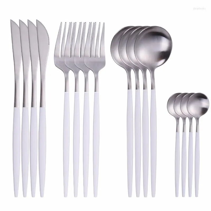 Set di stoviglie Matte Set di posate in acciaio inossidabile Stoviglie Cucchiaio Forchetta Coltello Posate da cucina Goccia