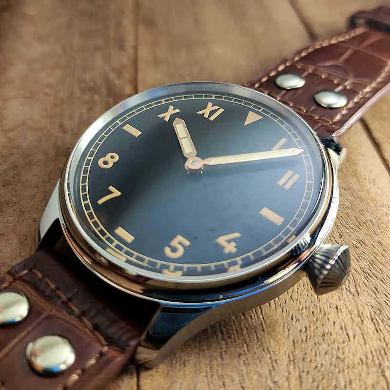 Superclone LW Titta på lyxklockor för män Mekanik ST3601 Simple Dial Leather Strap Pilot Style Automatisk mekanisk designer