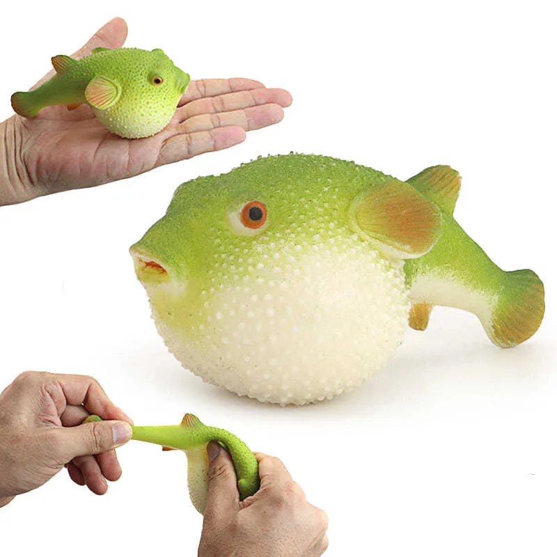 Squishy Pufferfish Fidget Toy Simulación divertida Pez globo Antiestrés Bolas de ventilación Juguetes para apretar Alivio del estrés Juguetes de descompresión Alivio de la ansiedad