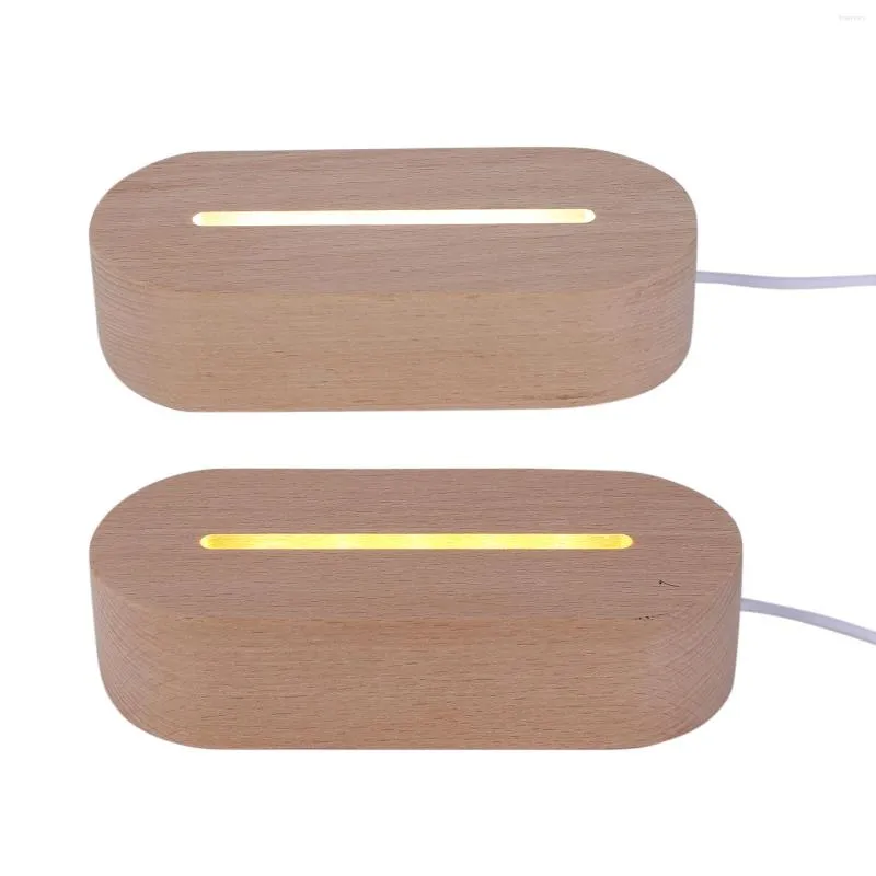 Lamp Holders Wood Light Base Rechargeable Wooden LED Display Stand Holder Art Ornament Lighting Accessories