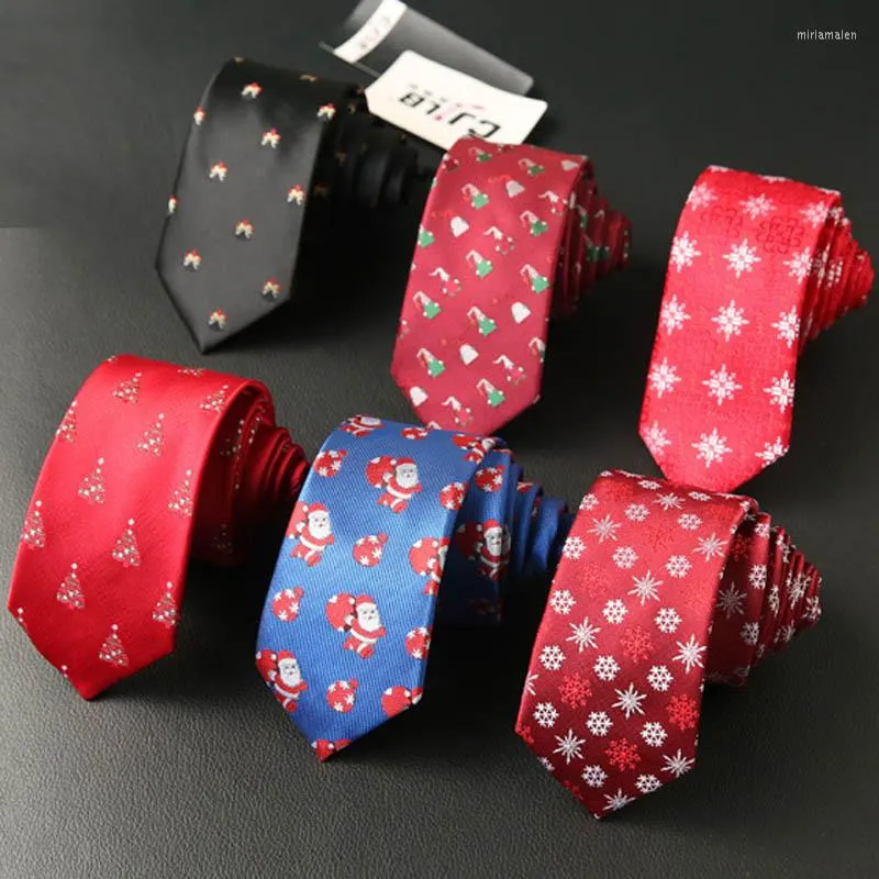 Bow Ties Christmas Tie 6cm Snowflake For Day Party Men's Tree Necktie Santa Claus Neck Slim Krawat Brand Cortbatas