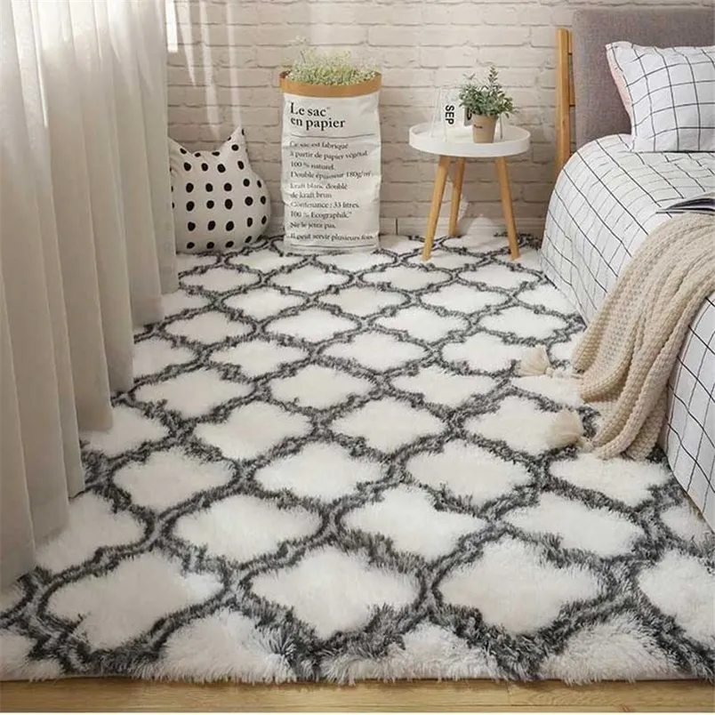 Dywan puszysty dywany do sypialni do sypialni nowoczesna mata podłogowa domowa duża nordica w salonie miękki biały dywan 221104