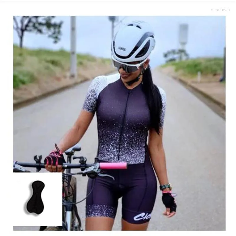 Racesets Aangepaste wielertriatlonpakken Vrouwen met korte mouwen Schaatspak Eendelig Bike Jumpsuit Vrouwelijke bodysuit Zomer