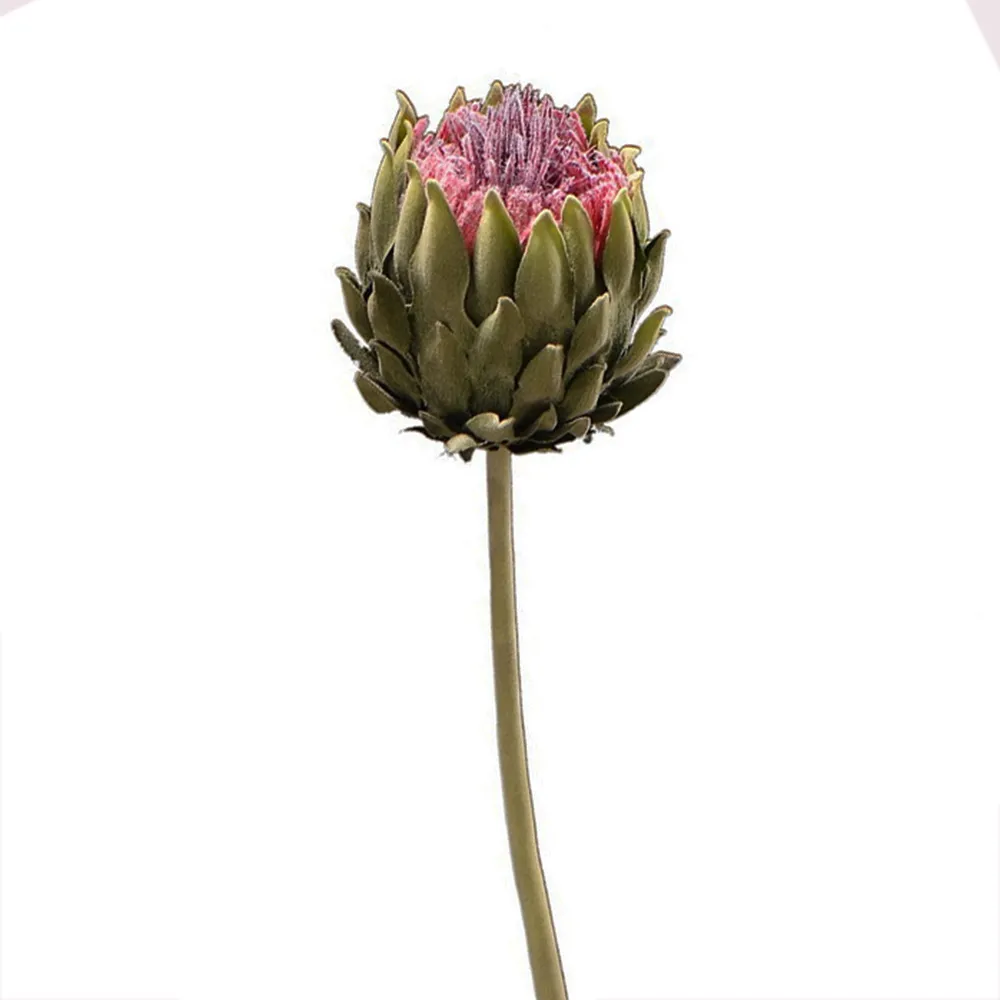 Artificial Plants Fake Flowers Artichoke Saussurea Flocking Plant Faux Branch Leafs For Home Table Hotel Office Decor 64cm 6PCS