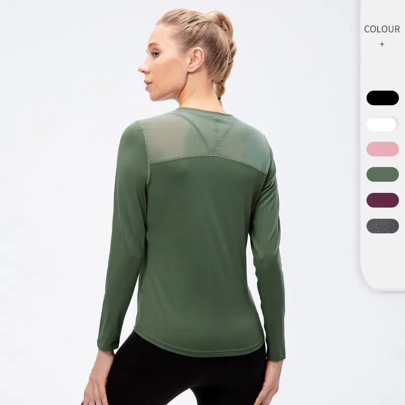Yoga Outfits Women's Autumn Winter Sports Top Long-Sleeve t Shirts Quick-Drying Breathable Mesh Gym Running Fitness Clothing 221104