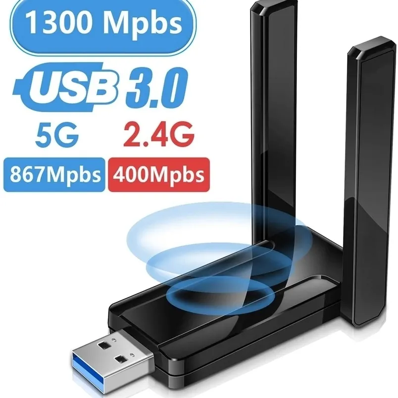 Adattatori di rete JCKEL 1300Mbps Recettore Adattatore WIFI Scheda USB wireless per PC USB3.0 Dual Band2.4G 5G Wi Fi Adapt Ricevitore 221105