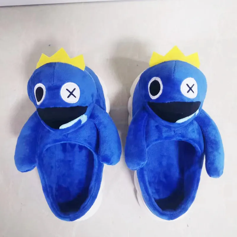 Robloxs Rainbow Friends Plush Slippers Cartoon Blue Monster Soft Anti Slip Winter autunt Slipper Adult