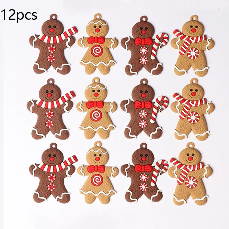 Kerstdecoraties 12 stks Zachte PVC Gingerbread Men Tree Living Room Decoratie Tool Home Cake Paper Tray