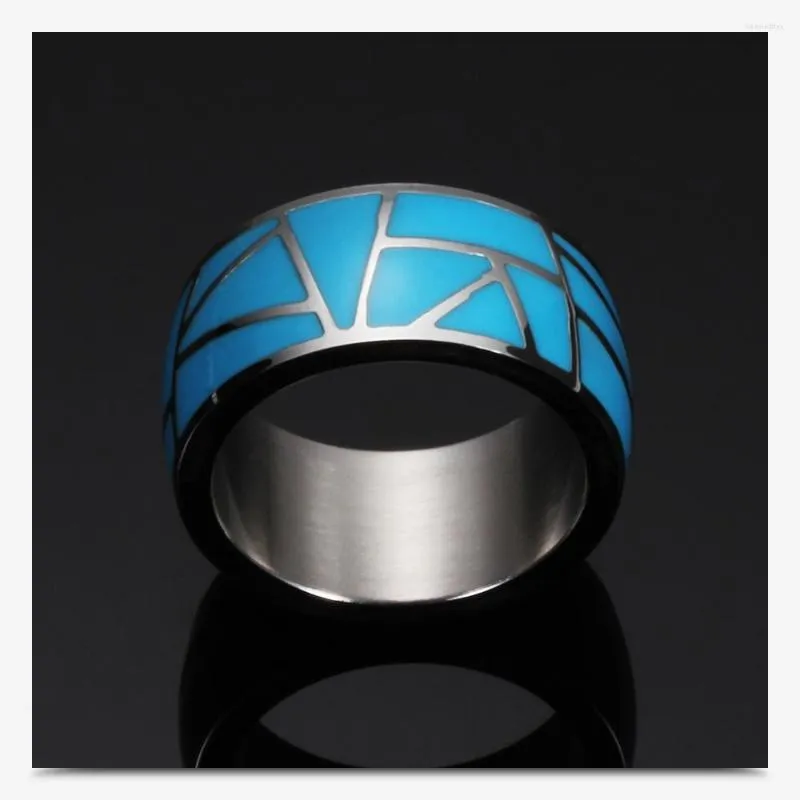 Wedding Rings Classic High Polished Blue With Ceramic Stainless Steel Ring Gifts Band For Women Men