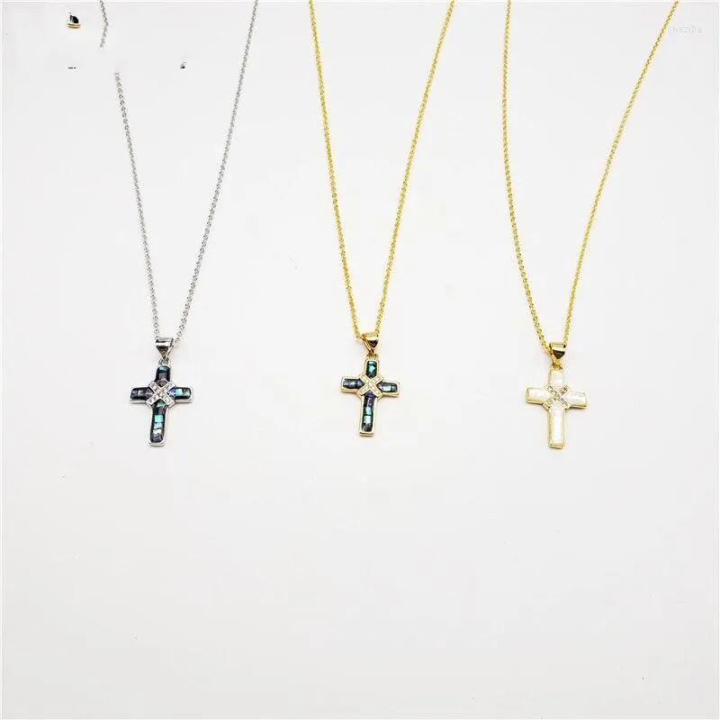 Kedjor 5pieces toppkvalitet Abalone Shell Cross Pendant Luxury Necklace Jewelry Gift grossist