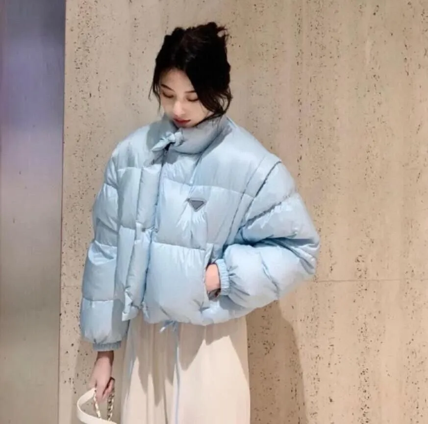 디자이너 여성 다운 재킷 겨울 코트 편지 벨트 바람발기 여성 다운 재킷 슬리브 제거 가능 재킷 따뜻한 파카 멀티 컬러