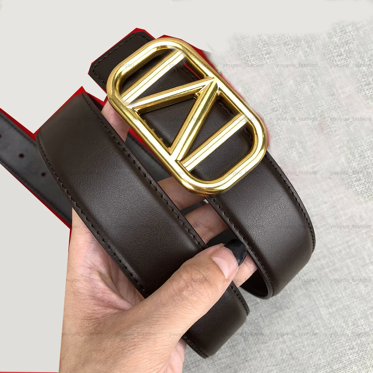 Klasyczne paski męskie Złoty litera Pasek dla kobiet szerokość 34 mm luksusowy vintage pin igła klamra
