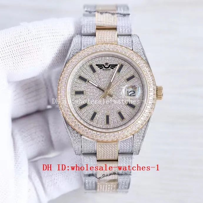 5 Star Super 9 Style Full Diamond Watch President Datejust 41mm 228236 Black Nail Automatic 18K Sapphire Watches Herrens armbandsur Två ton guld