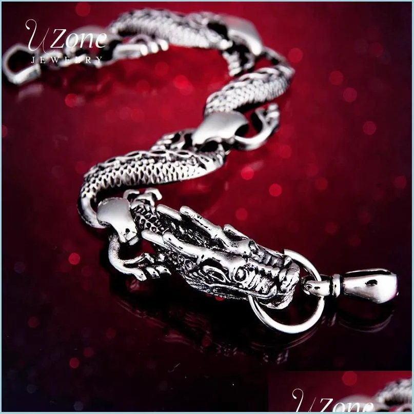 Bangle Bangle Uzone Steel Retro Chinese Dragon Bracelet Vintage Animal Hip Hop Jewelry For Women Men Heren Armbandbanglebangle Drop Dhmxp