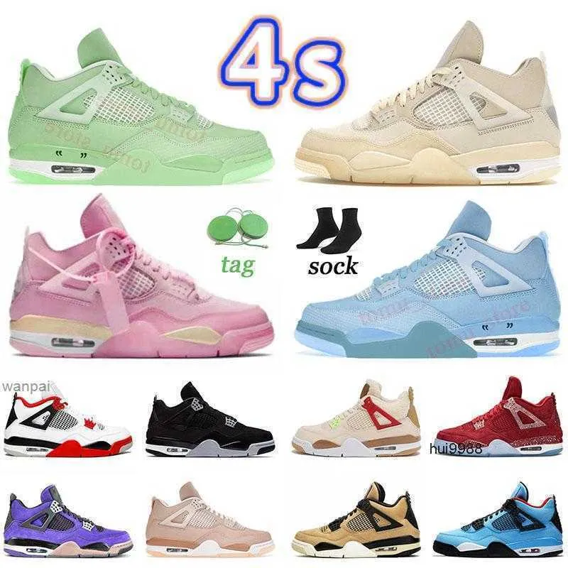 2023 Desgerir 4s 4s Sapatos de basquete rosa Homens mulheres tenvas pretas Universidade Universidade Blue Sail Cactus Jack Shimmer Sp Pine Green Firejordon Jordab